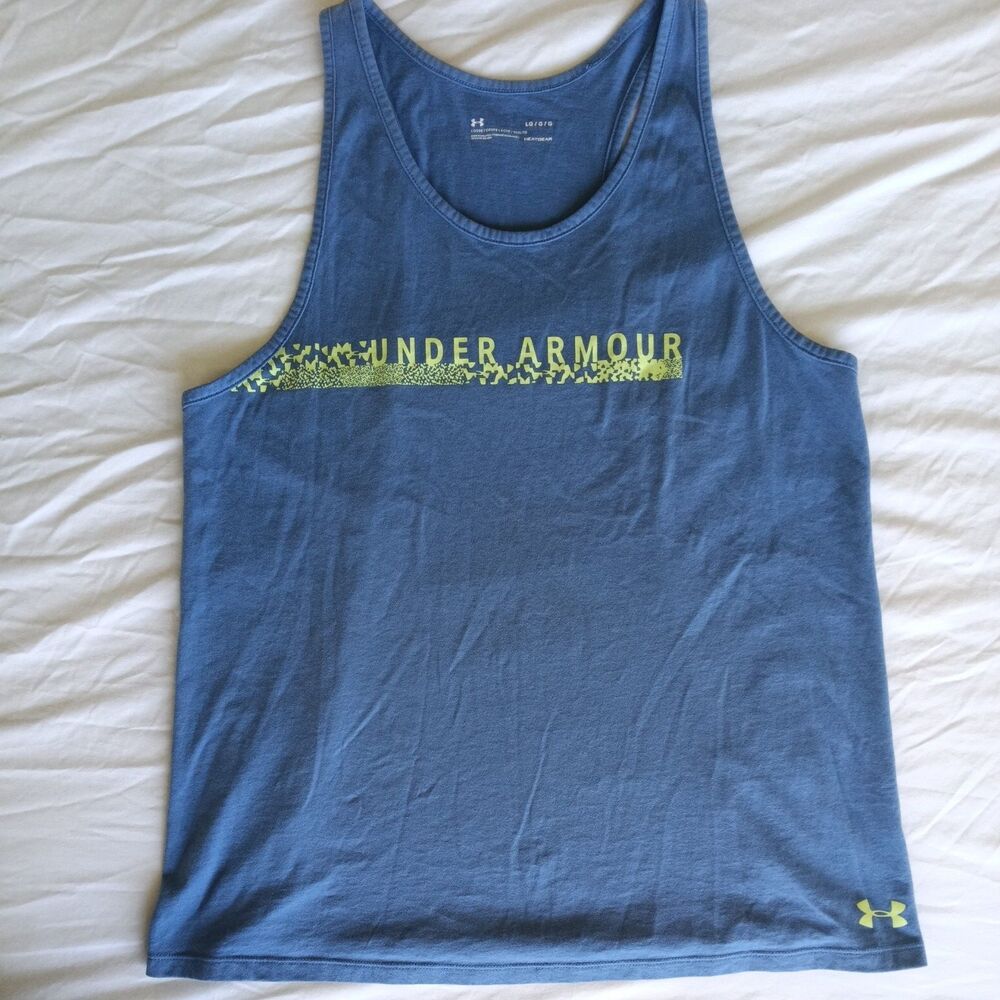 Under Armour Womens HeatGear Loose Fit Racerback Tank Top Blue Neon Yellow Large